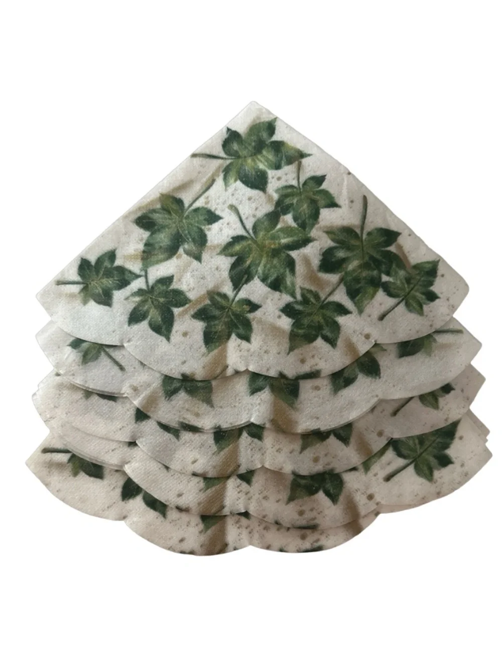 NAREG INT’L Vintage Rice Paper Napkins (lot of 15) Leaf Pattern Scalloped Fan